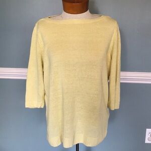 Talbots butter yellow 100% linen boat neck sweater. 3/4 sleeve. Size XLp luxury